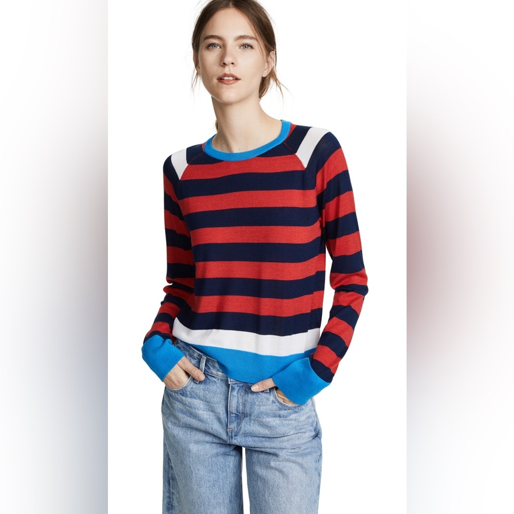 🎉HP🎉 Equipment 💫EUC💫 Axel Stripe Sweater - Ribbon Red Multi - M - Silk Blend - Picture 10 of 11